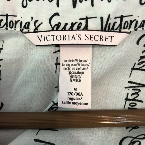 Victorias Secret Script Pajama Button Shirt M - Picture 7 of 8